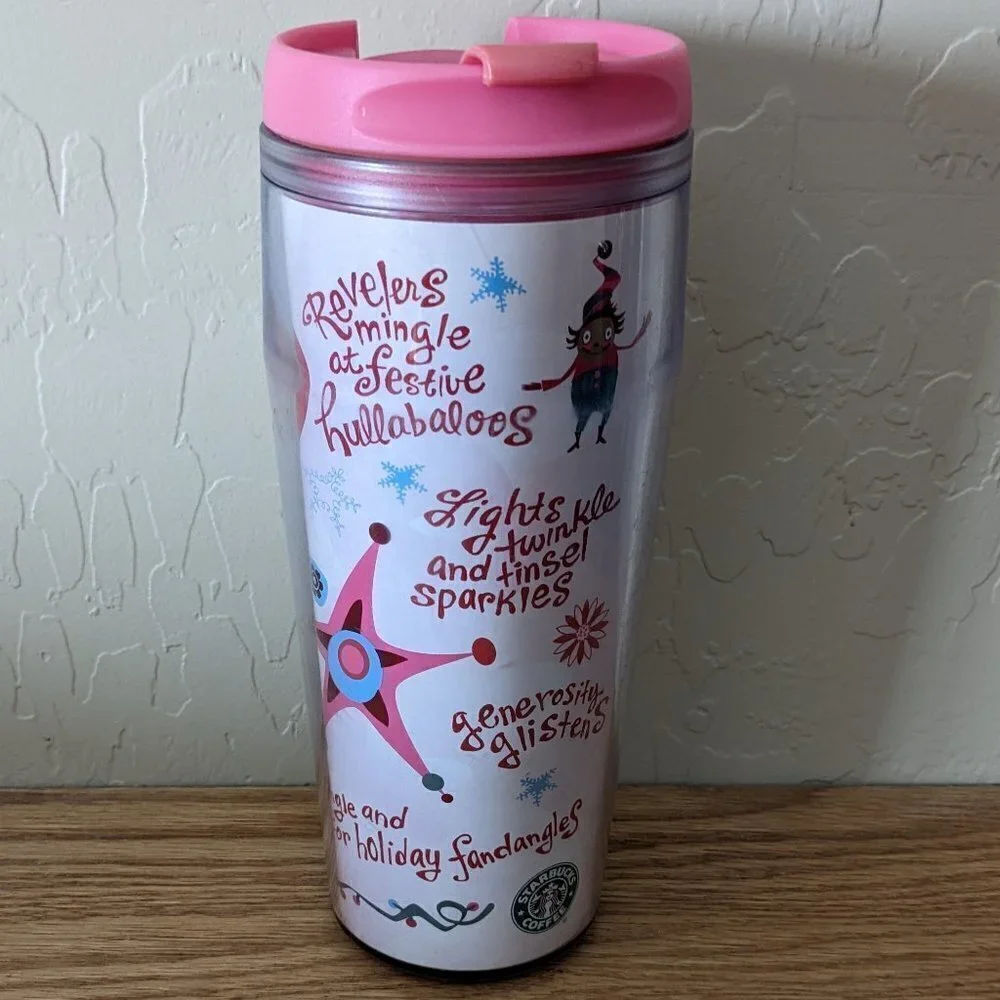 Starbucks Pink Holiday 16 oz Travel Mug Tumbler